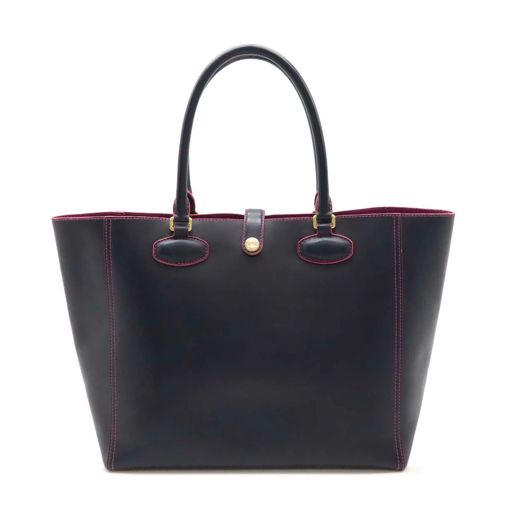 Loewe Leo Anagram Tote Bag Handbag Two Tone Leather Dark Navy Blue Pink Pouch